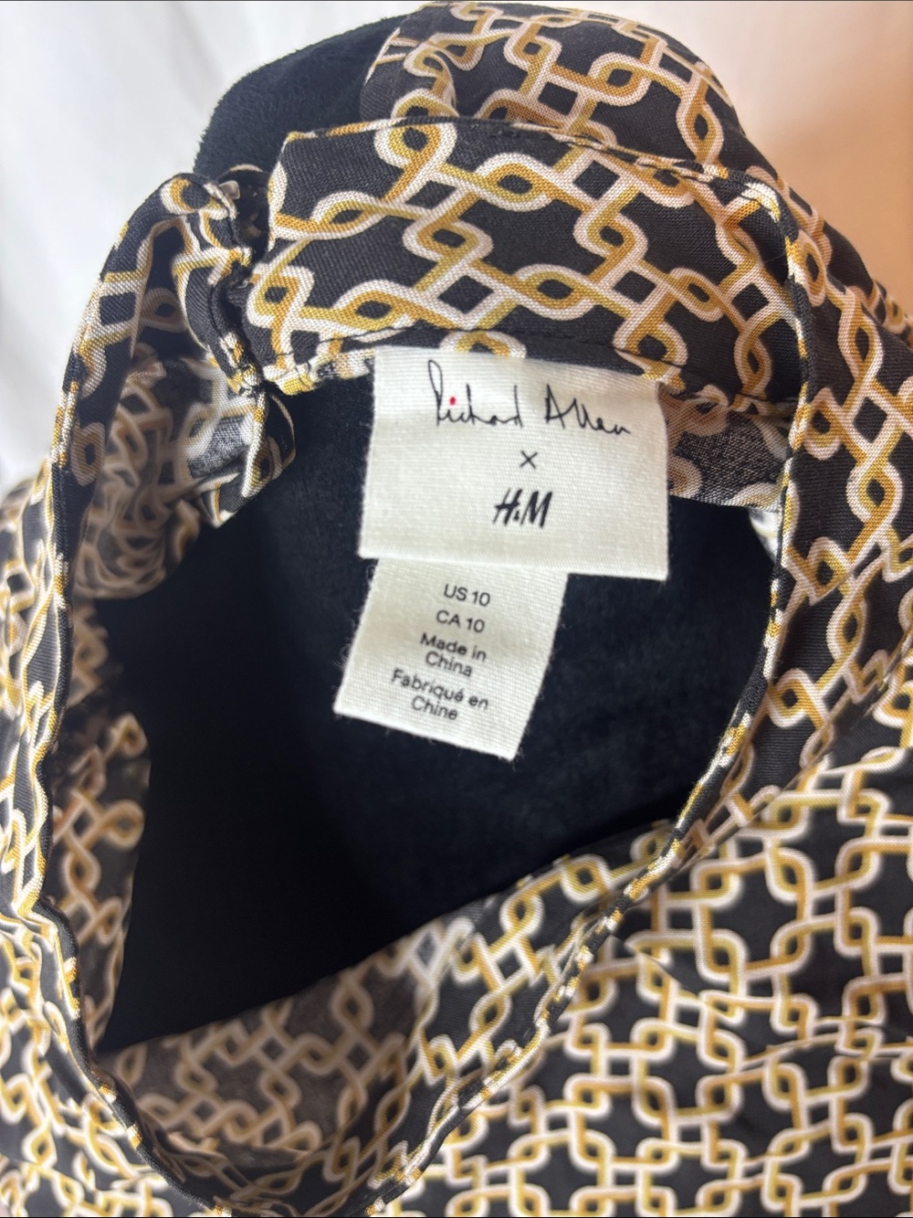 H&M Black and Cream Geometric Link-Pattern Midi Dress - Picture 2 of 9